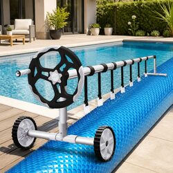 Pool Cover 8x4.2m Solar Blanket 400 Micron Blue Roller Adjustable Aluminium