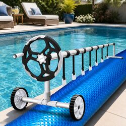 Pool Cover 8x4.2m 500 Micron Solar Blanket with Aluminium Roller Kit Blue