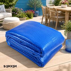 Pool Cover 9.5x5m Solar Blanket 500 Micron Blue with Aluminium Roller Kit