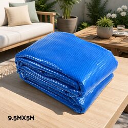 Pool Cover 9.5x5m 500 Micron Solar Blanket with Aluminium Roller and Wheels