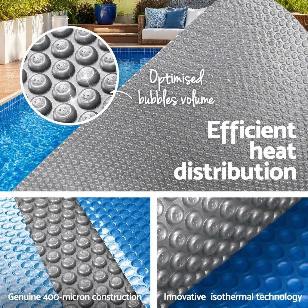 Solar Pool Cover 9.5m x 5m 400 Micron Bubble Blue Silver Heat Retention