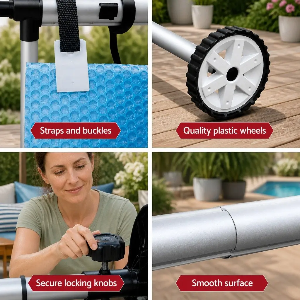 Pool Cover Solar Blanket Roller System 9.5x5m Aluminium Construction with Wheels