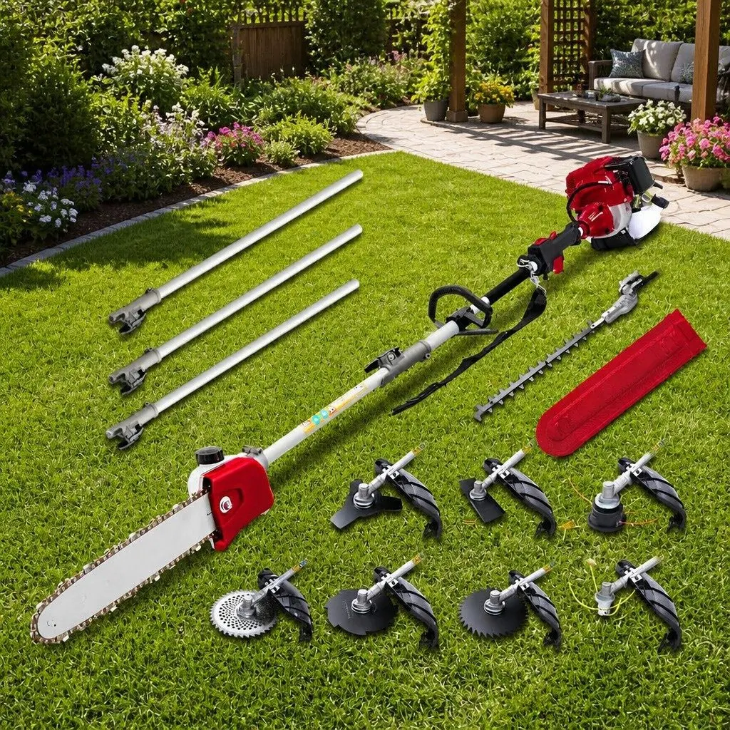 4 Stroke Petrol Pole Chainsaw Multi Tool 31cc Red