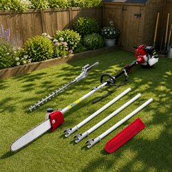 Pole Chainsaw 2 Stroke Petrol Pruner 52cc 2-in-1 Hedge Trimmer Long Reach 5.6m