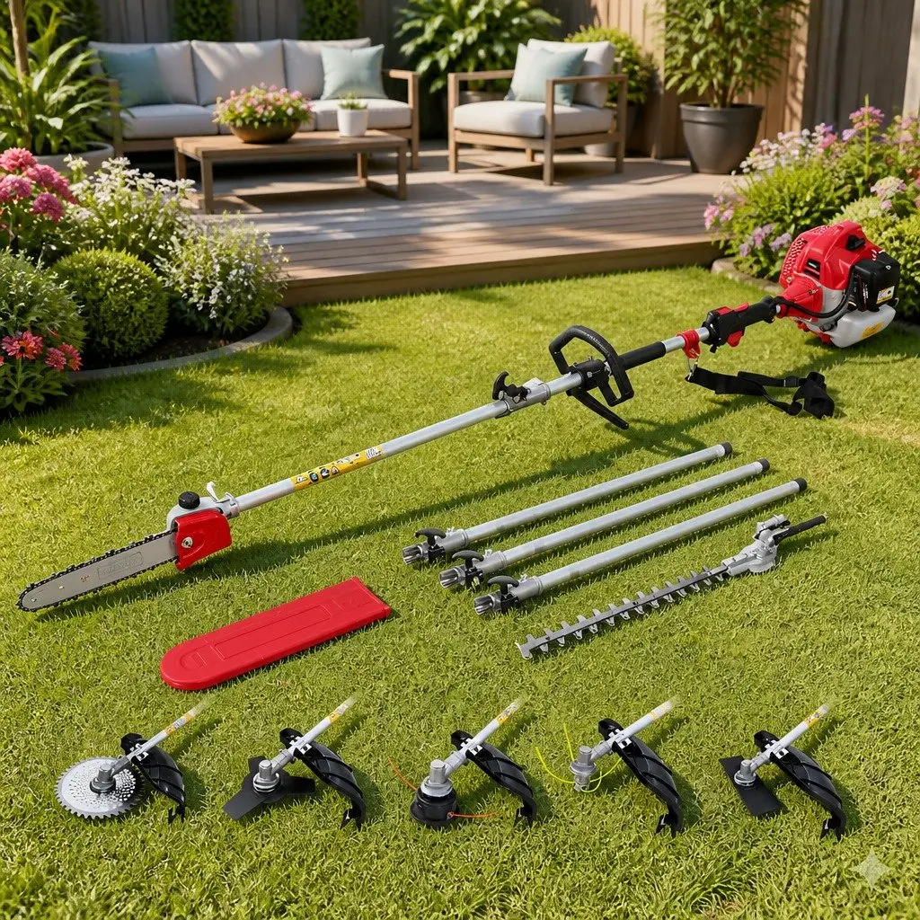 65CC Pole Chainsaw Hedge Trimmer Brush Cutter Whipper Snipper 7-in-1 Garden Tool Red and Black Options Available