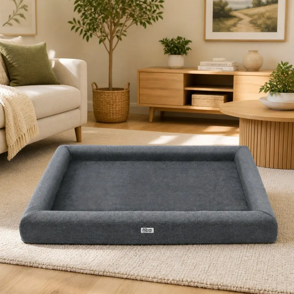 Pet Bed Extra Large Calming Soft Sofa Cushion Egg Crate Foam Grey