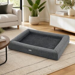 Pet Bed Dog Cat Large Calming Soft Sofa Cushion Egg Crate Foam Washable Grey