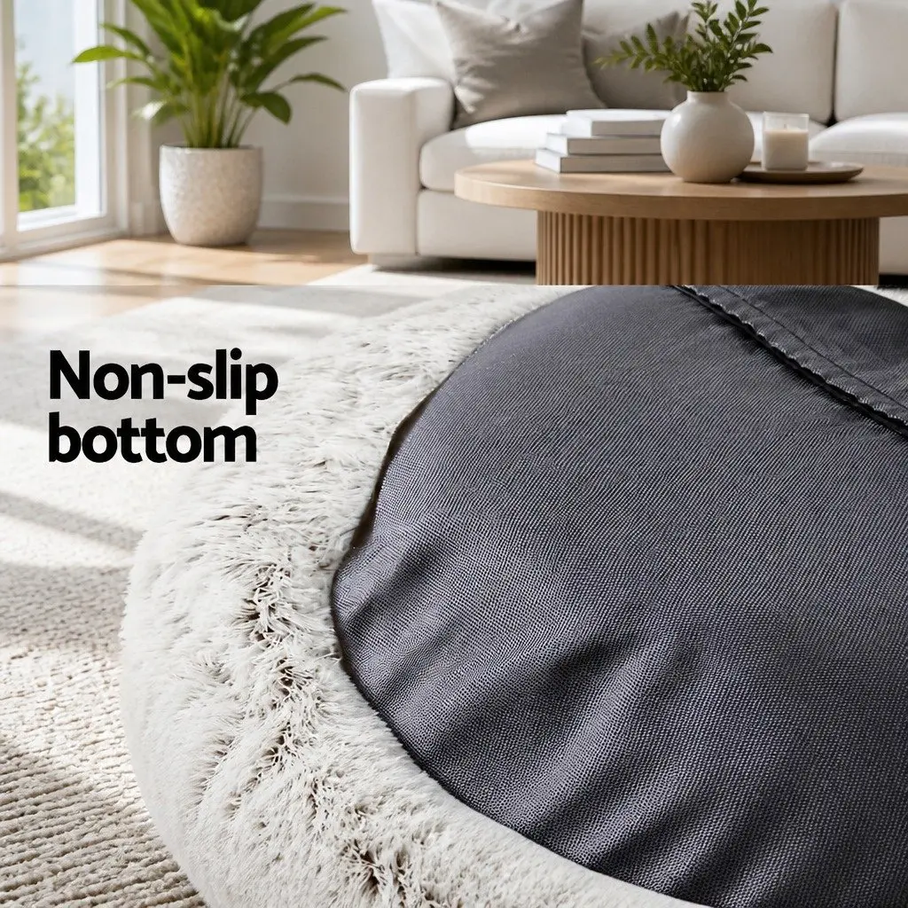 Large Pet Bed Soft Plush Washable 90cm White Brown