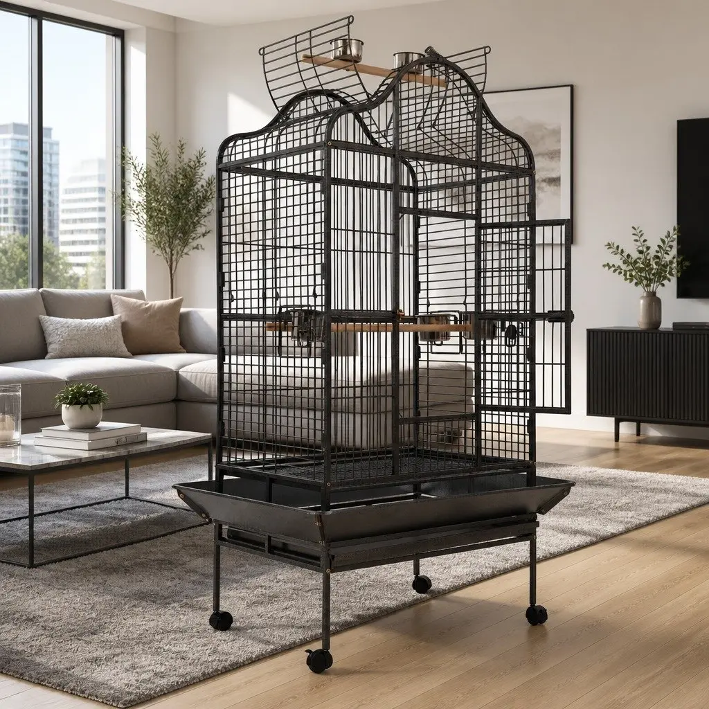 Large Bird Cage 168cm Aviary Open Top Heavy-Duty Wrought Iron Frame Parrot