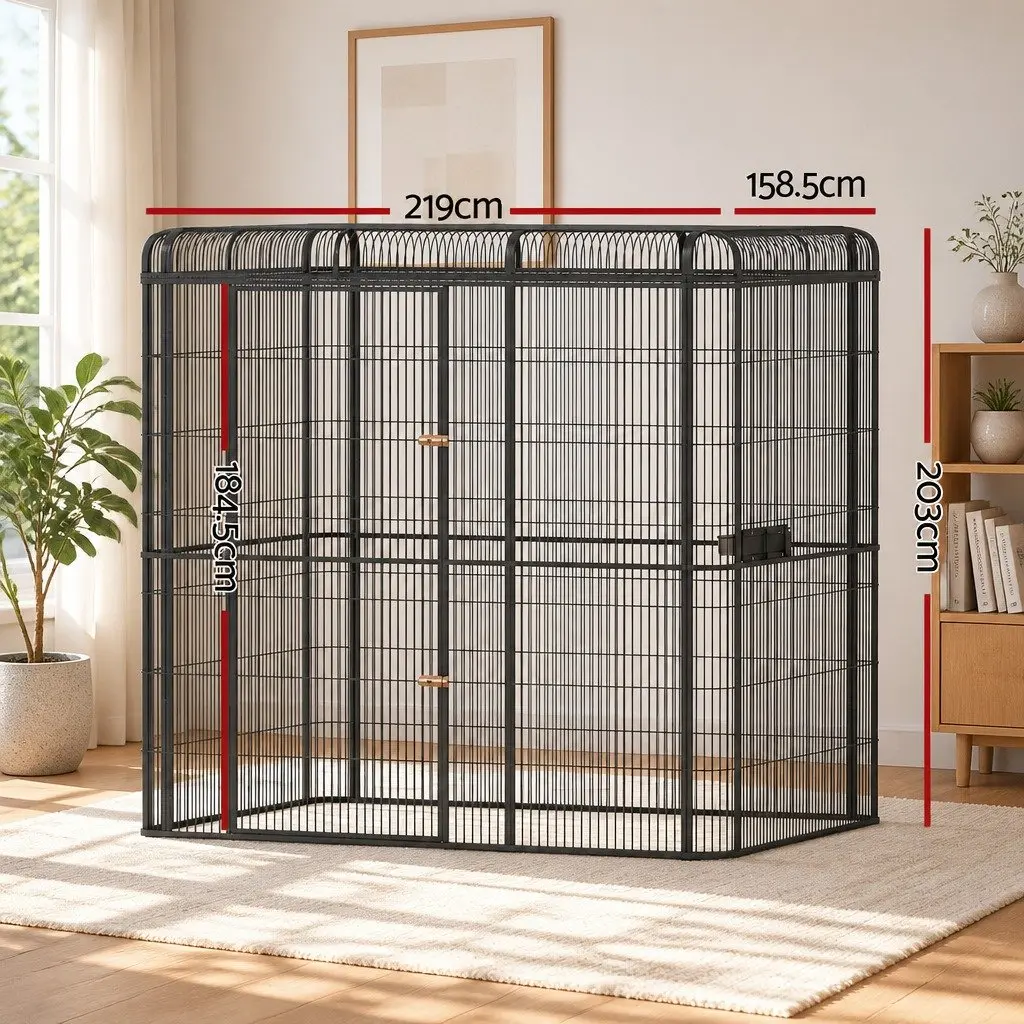 Large Walk-in Aviary Bird Cage for Parrots Macaws Cockatoos 203cm Black Wrought Iron