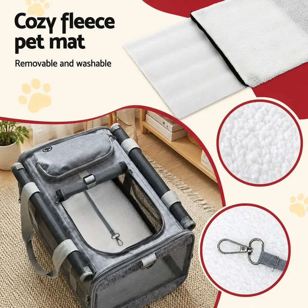 Pet Carrier Backpack Foldable Portable Oxford Cloth Grey for Small Dogs and Cats