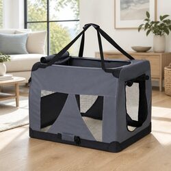 Pet Carrier Soft Crate Dog Cat Travel 121x80cm Portable Foldable 4XL Grey