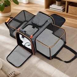 Pet Carrier Bag Foldable Expandable Dog Cat Travel Portable Kennel Airline