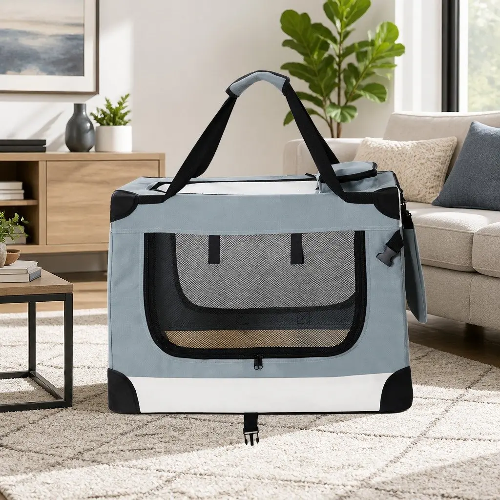 Pet Carrier Soft Crate Portable Foldable 70x52cm Large Blue