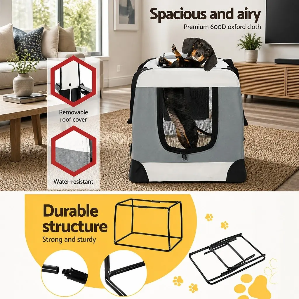 Pet Carrier Soft Crate Portable Foldable 70x52cm Large Blue
