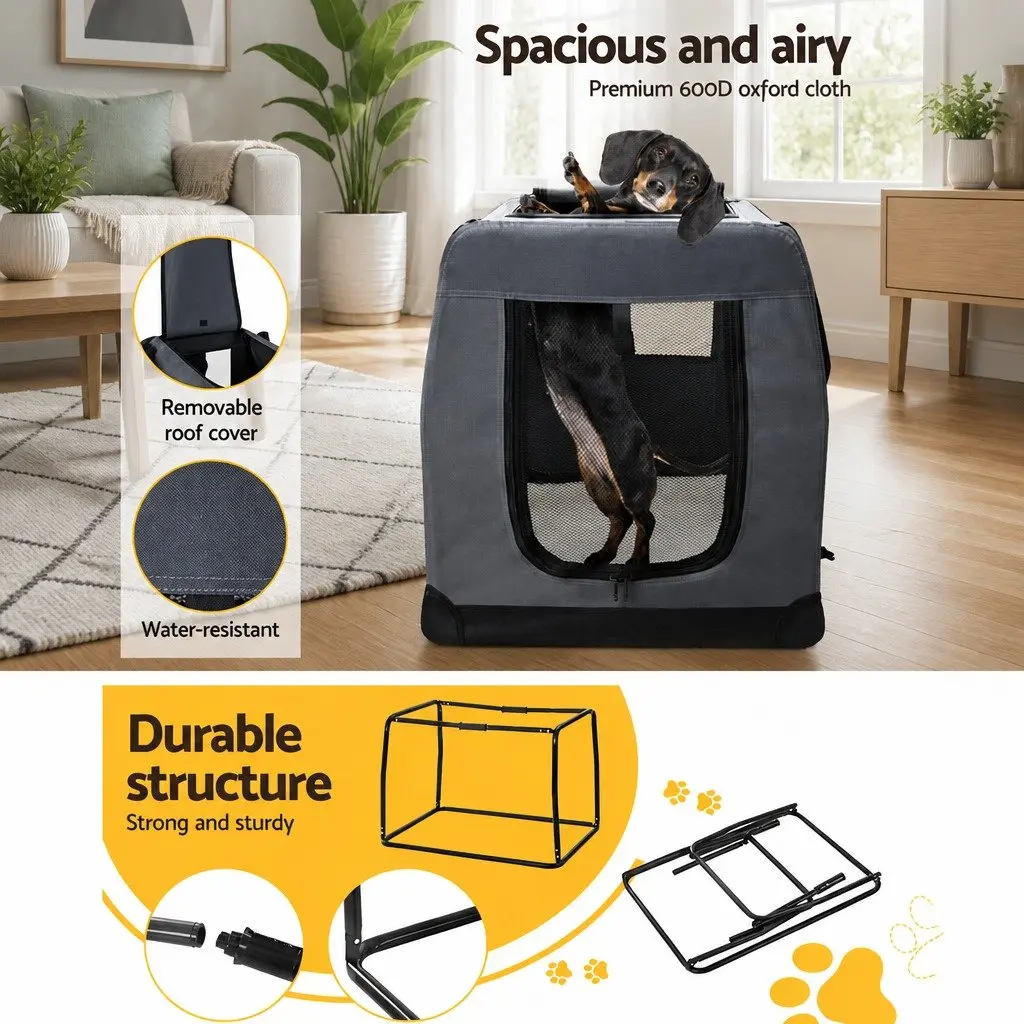 Pet Carrier Soft Crate Portable Foldable 82x58cm XL Grey
