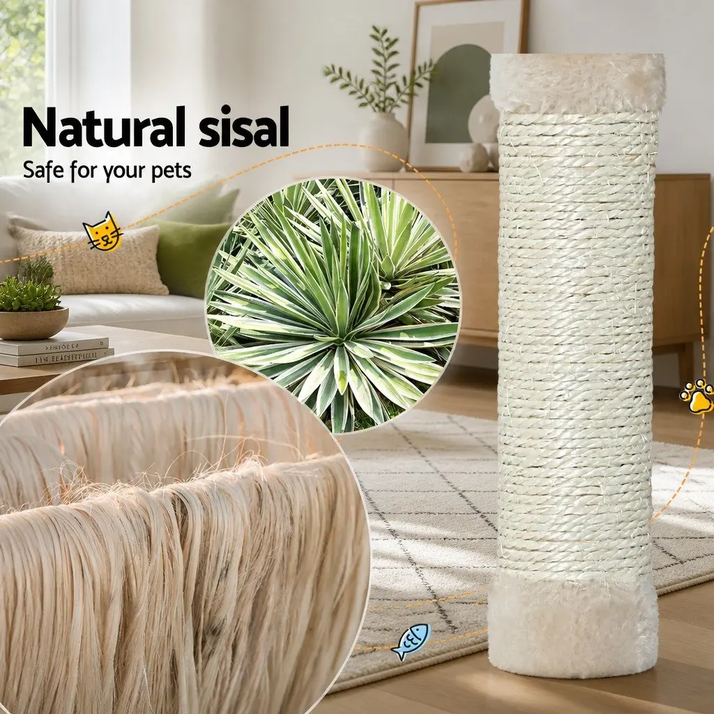 Cat Scratching Post Multi-Level 90cm Beige Plush Velvet and Sisal