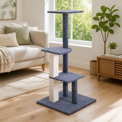 Cat Tree 124cm Scratching Post Tower Multi-Level Condo Perch Climbing Grey