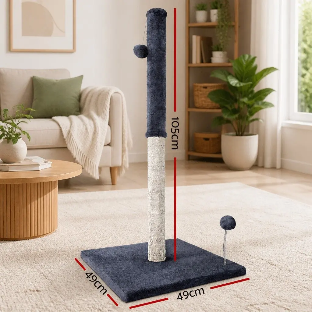 Cat Tree Scratching Post Tower 105cm Grey Plush Velvet