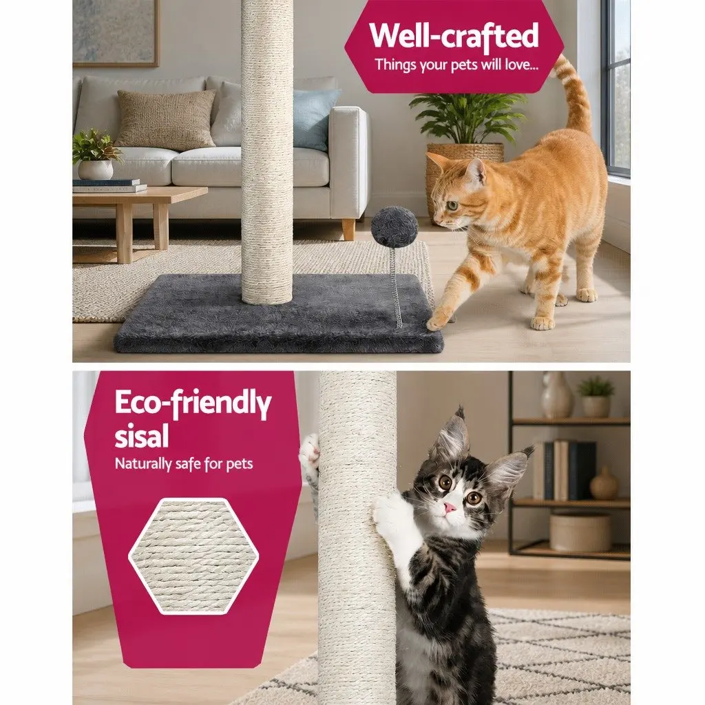 Cat Tree Scratching Post Tower 105cm Grey Plush Velvet