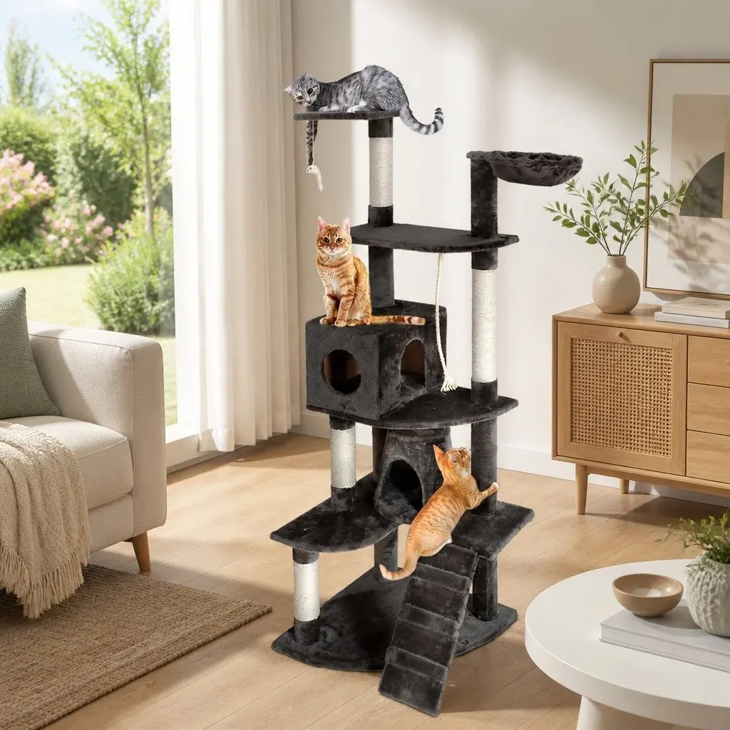 Cat Tree Tower Multi-level Scratching Post 193cm Grey