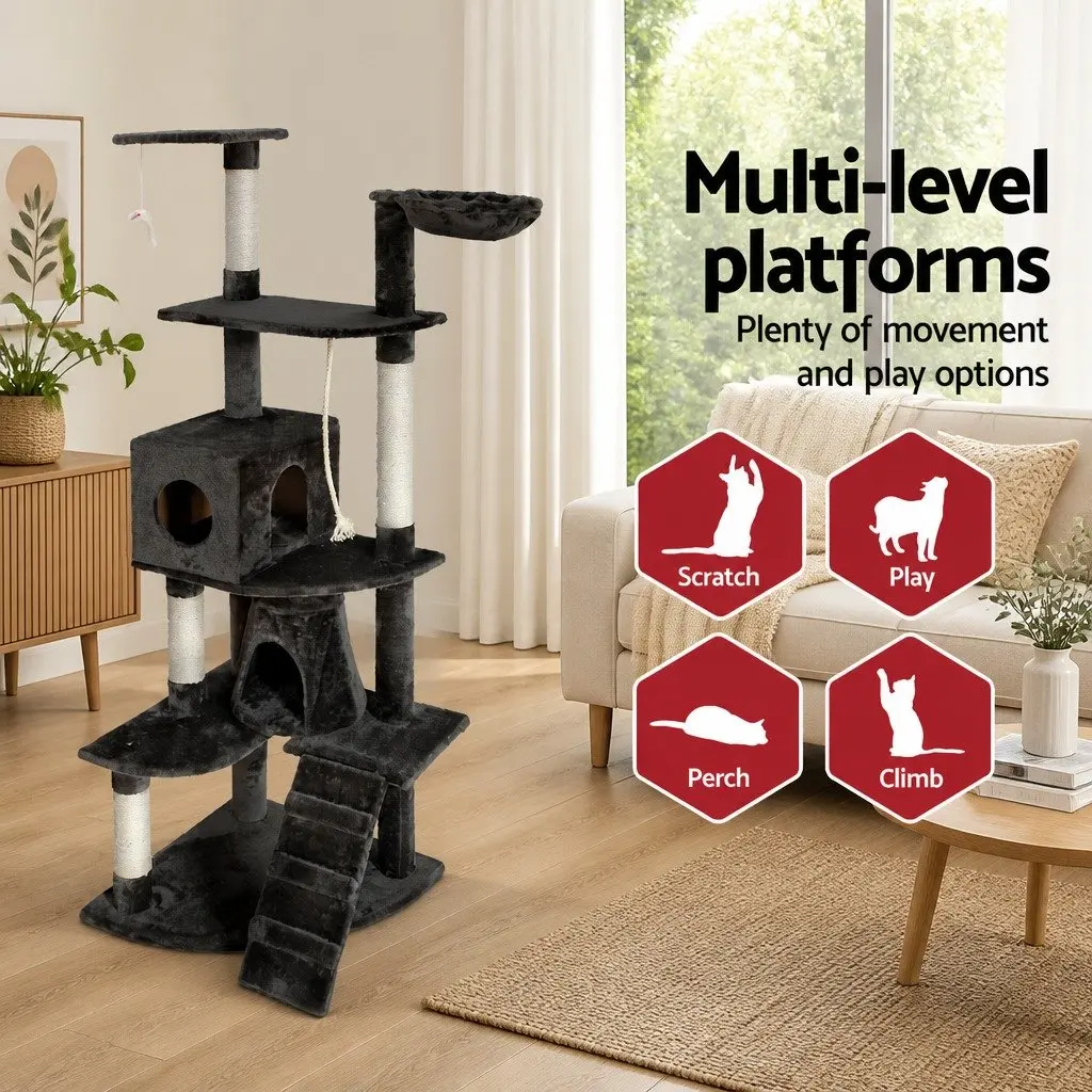Cat Tree Tower Multi-level Scratching Post 193cm Grey
