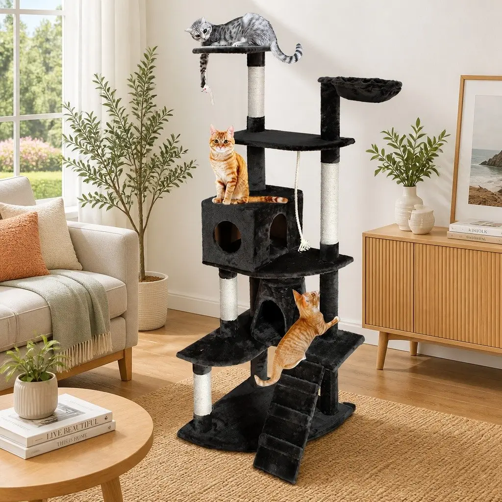 Cat Tree Tower Multi-level Scratching Post 193cm Grey