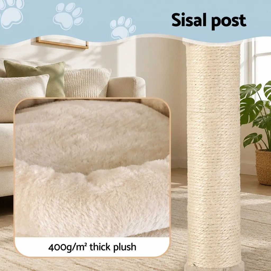Cat Tree Tower Multi-Level 143cm Beige Scratching Post Condo House