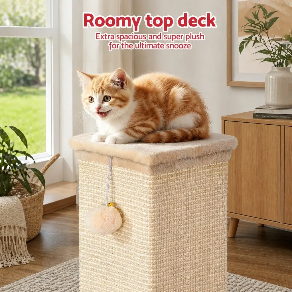 Cat Scratching Post 89cm Tall Tower Condo Bed House Perch Climbing Scratcher