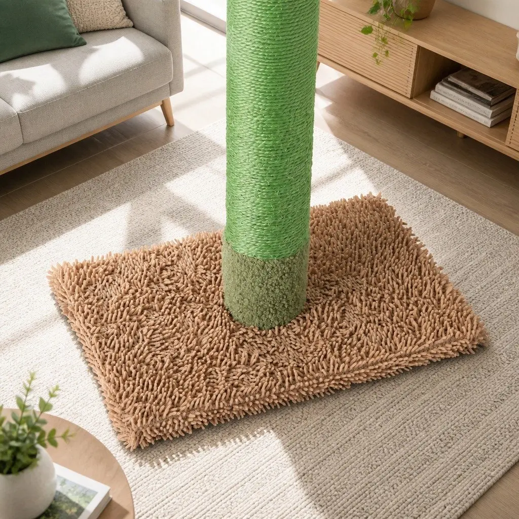 Cat Scratching Post Floor to Ceiling Adjustable Multi Level 290cm Green Beige