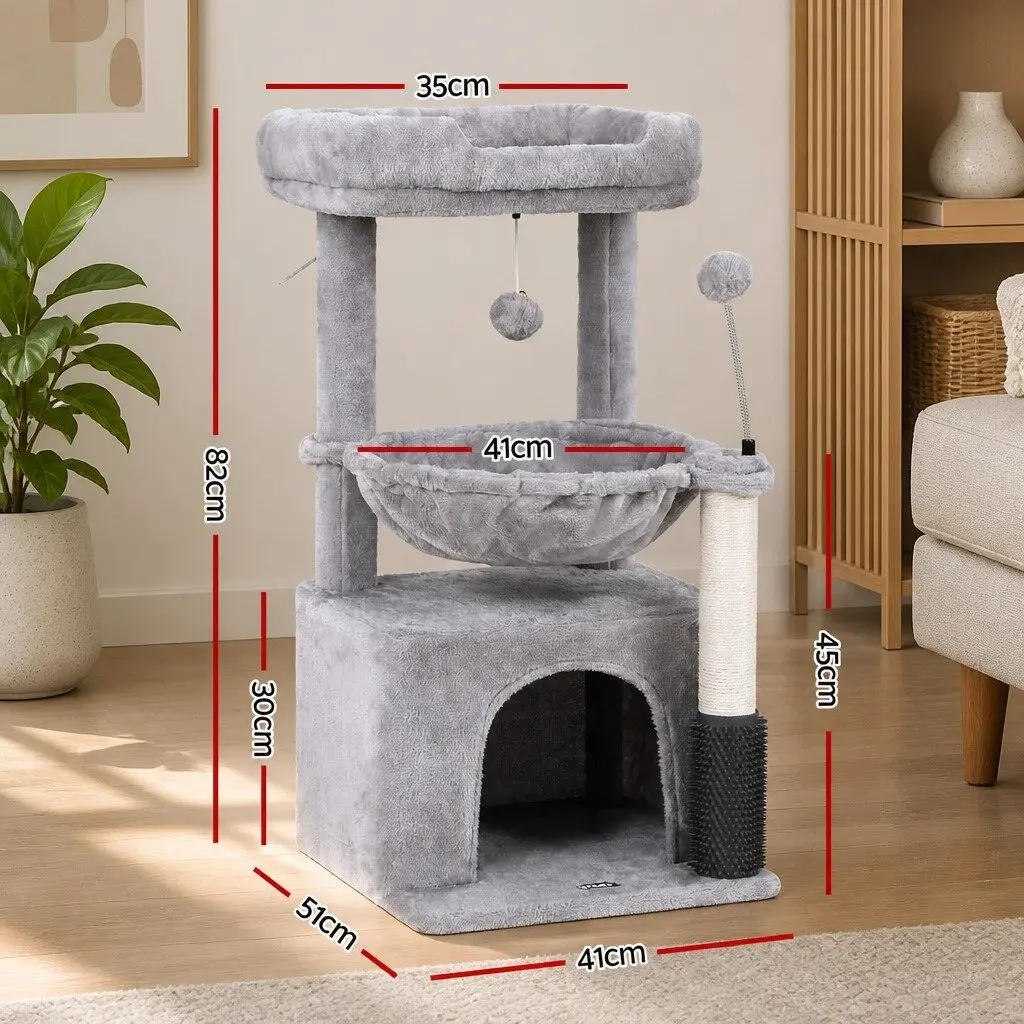 Cat Tree Tower Multi-Level Scratching Post 82cm Light Grey Plush