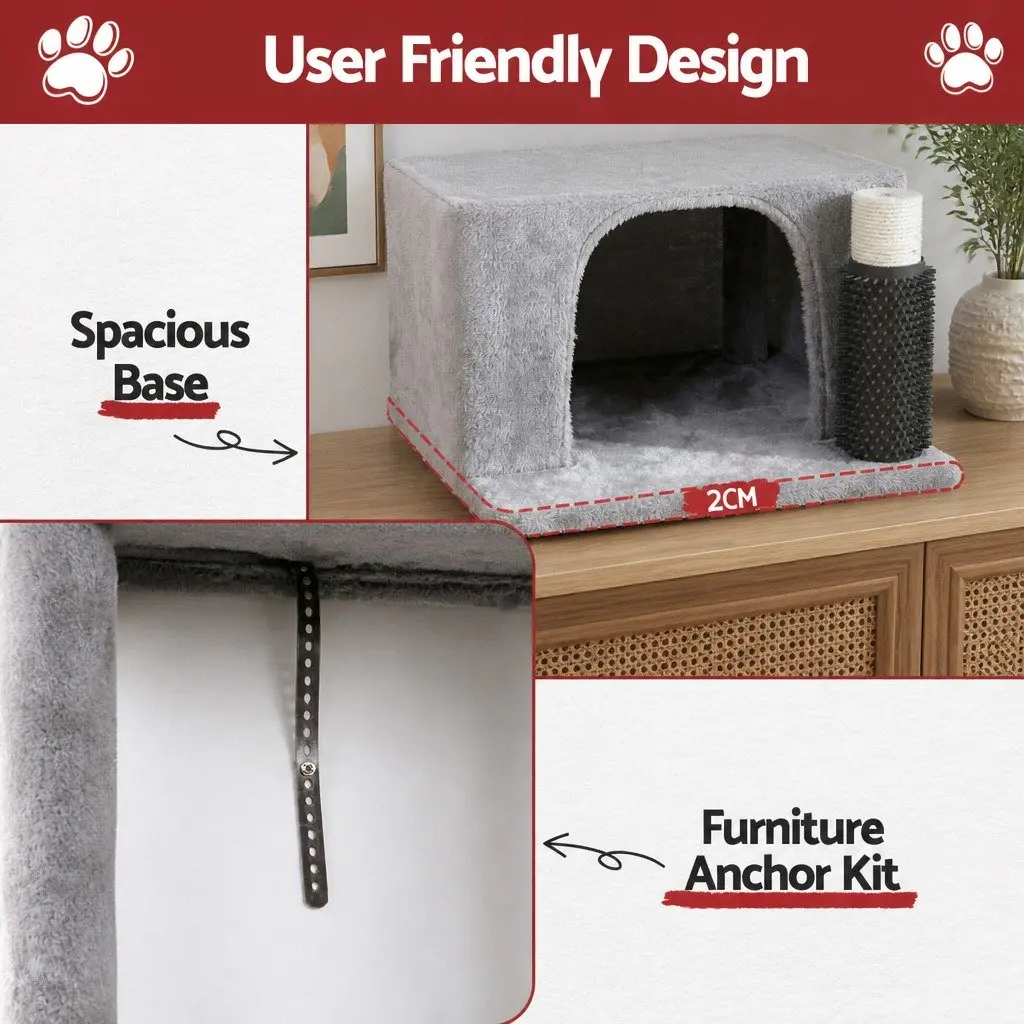 Cat Tree Tower Multi-Level Scratching Post 82cm Light Grey Plush