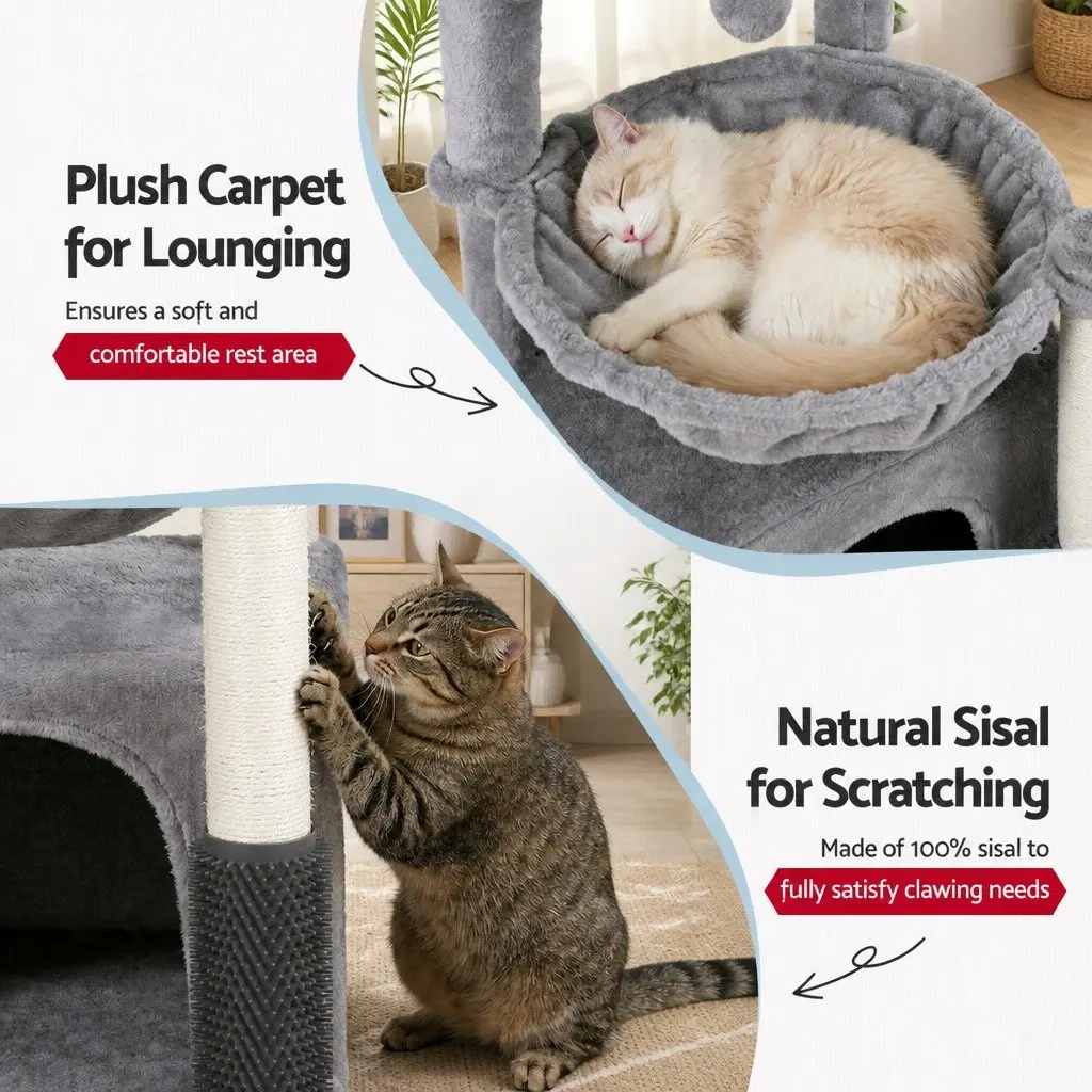 Cat Tree Tower Multi-Level Scratching Post 82cm Light Grey Plush
