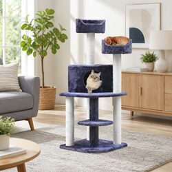 Cat Tree 126cm Tower Scratching Post Condo House Multi-Level Climbing Perch Grey