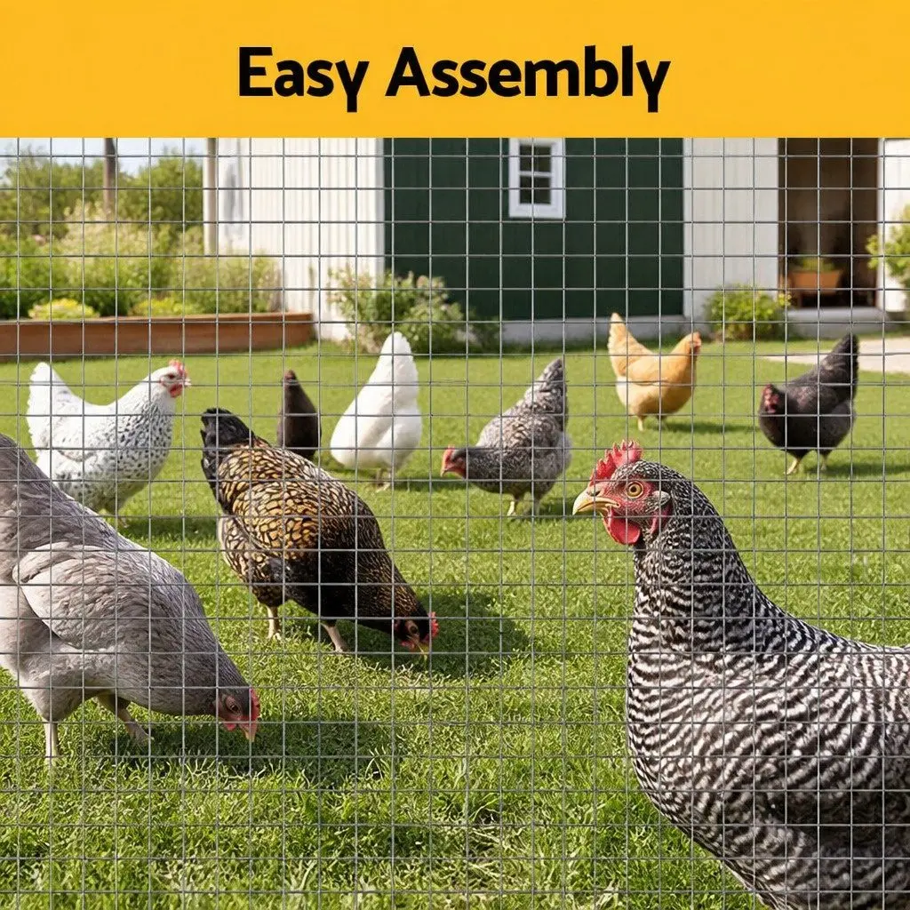 Welded Wire Mesh Chicken Poultry Netting Fence 25m x 1.2m Silver