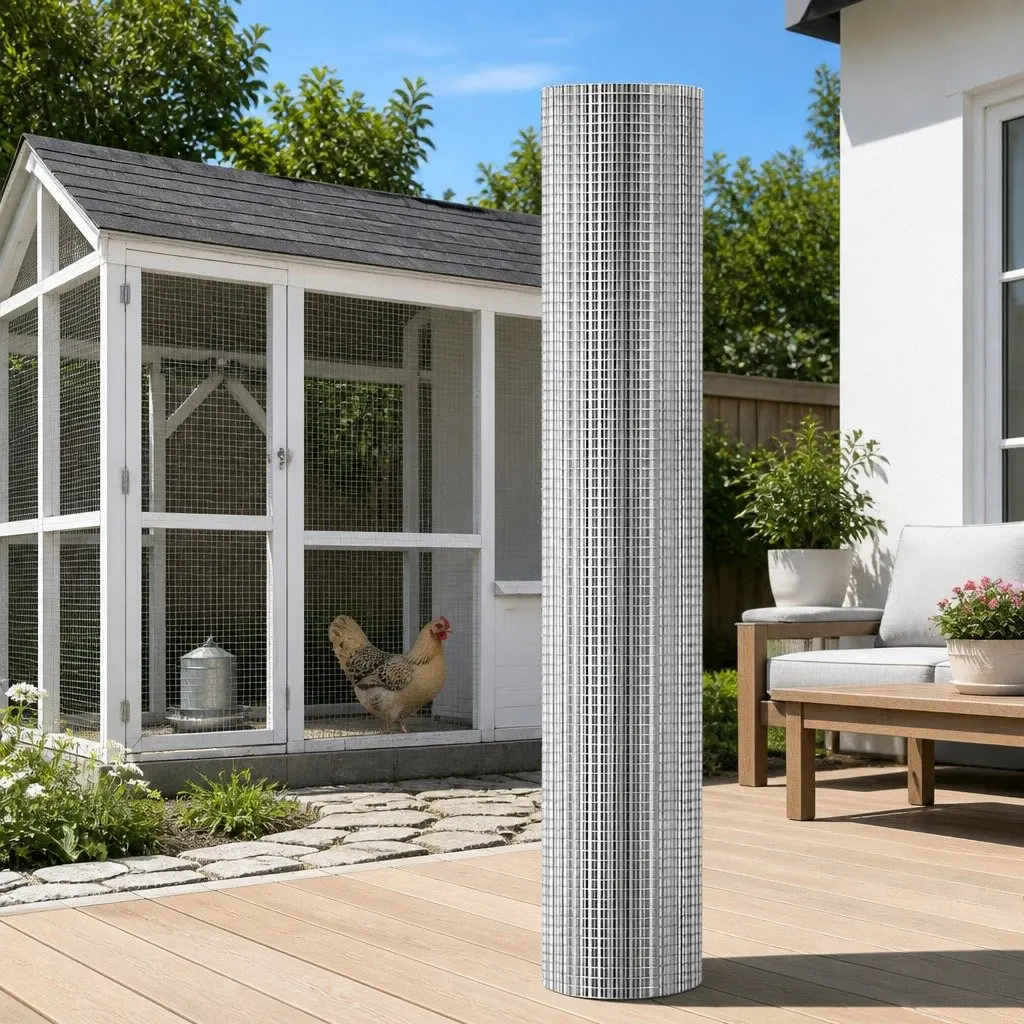 Welded Wire Mesh Chicken Poultry Netting Fence 25m x 1.2m Silver