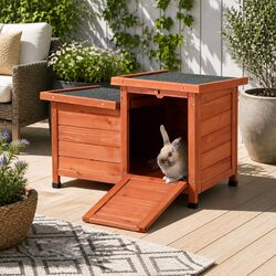 Outdoor Cat House Wooden Shelter Small Animal Hutch Rabbit Enclosure Condo
