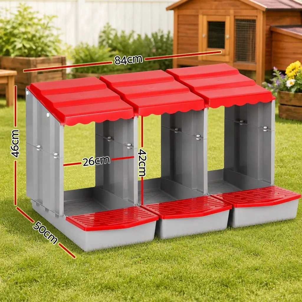 Chicken Nesting Box 3 Hole Roll Away Egg Collection Red