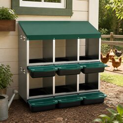 Chicken Nesting Box 6 Holes Roll Away Automatic Egg Collection Wall Mounted