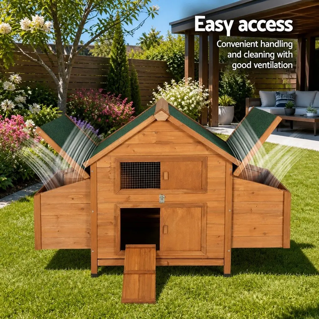 Large Wooden Chicken Coop Rabbit Hutch 150cm with Ramp Brown and Green