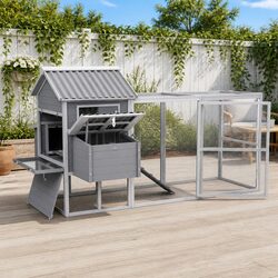 Chicken Coop Rabbit Hutch Large Wooden Run Bunny Cage Poultry House Outdoor