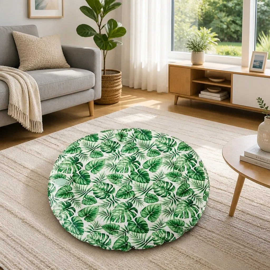 Pet Cooling Mat Self-Cool Gel Round Cushion 50cm Green Non-Toxic PVC