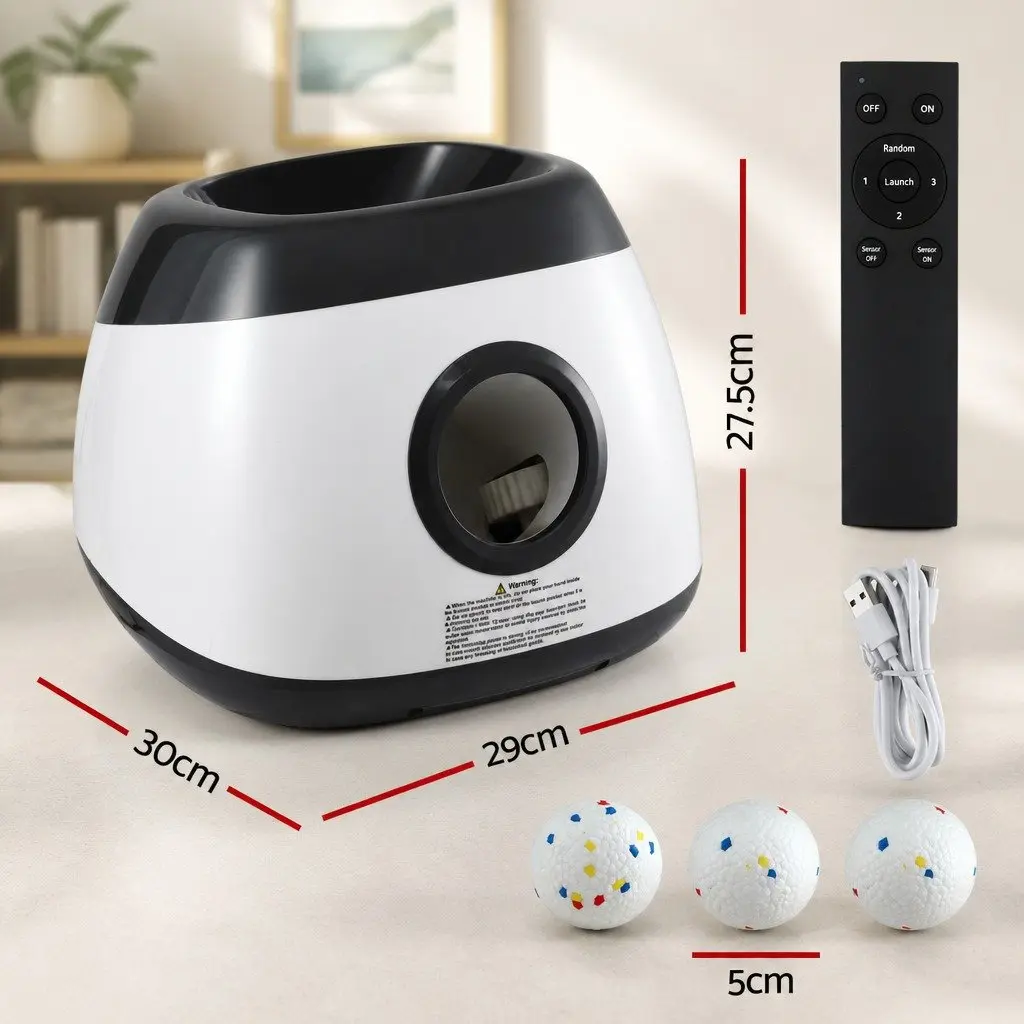 Dog Ball Launcher Automatic Interactive Toy Adjustable Distance 14m 18m 22m White Grey