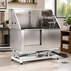 Electric Pet Bath Tub Dog Grooming Station Stainless Steel Adjustable Height