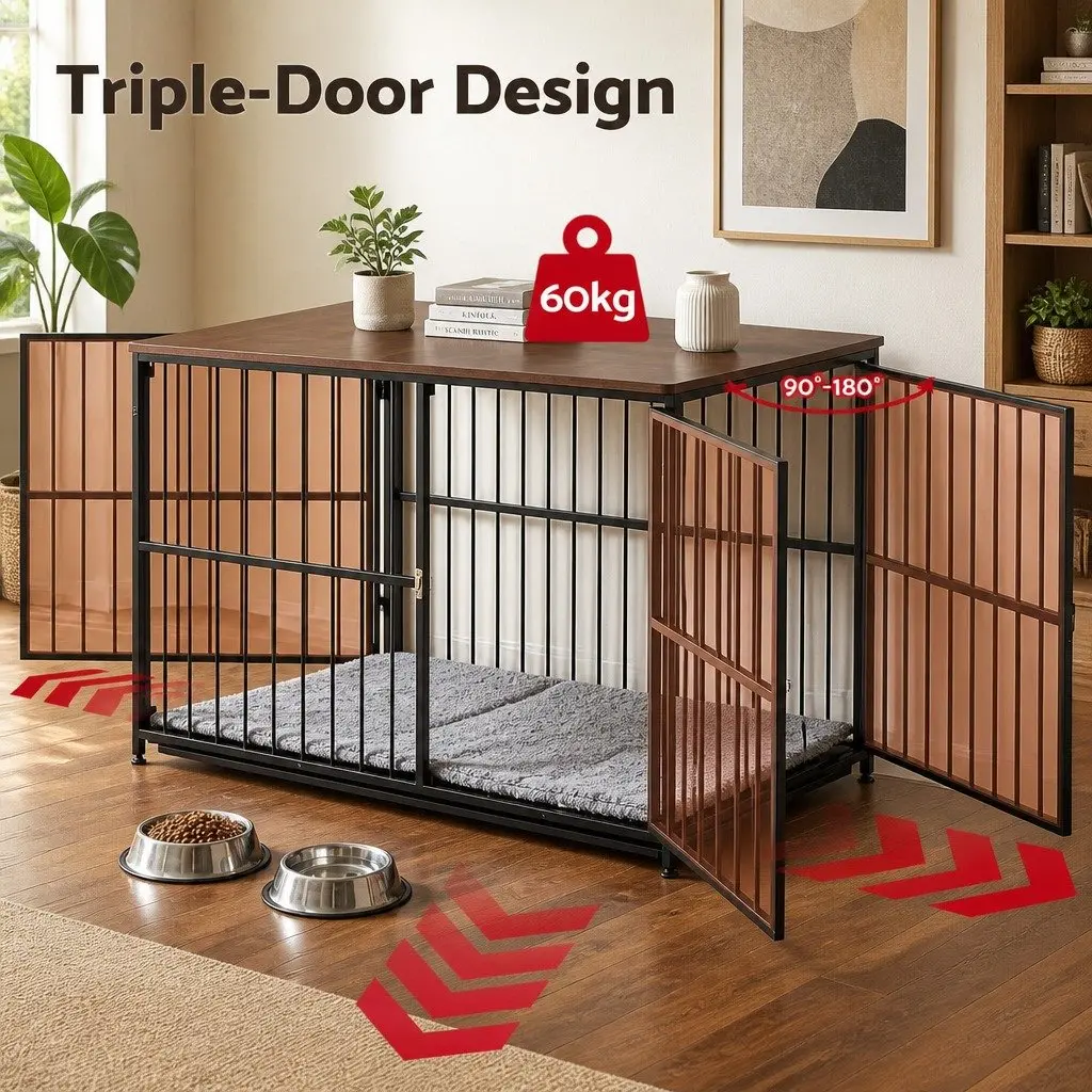 Dog Crate Furniture Extra Large Modular Playpen 107cm Black Wooden