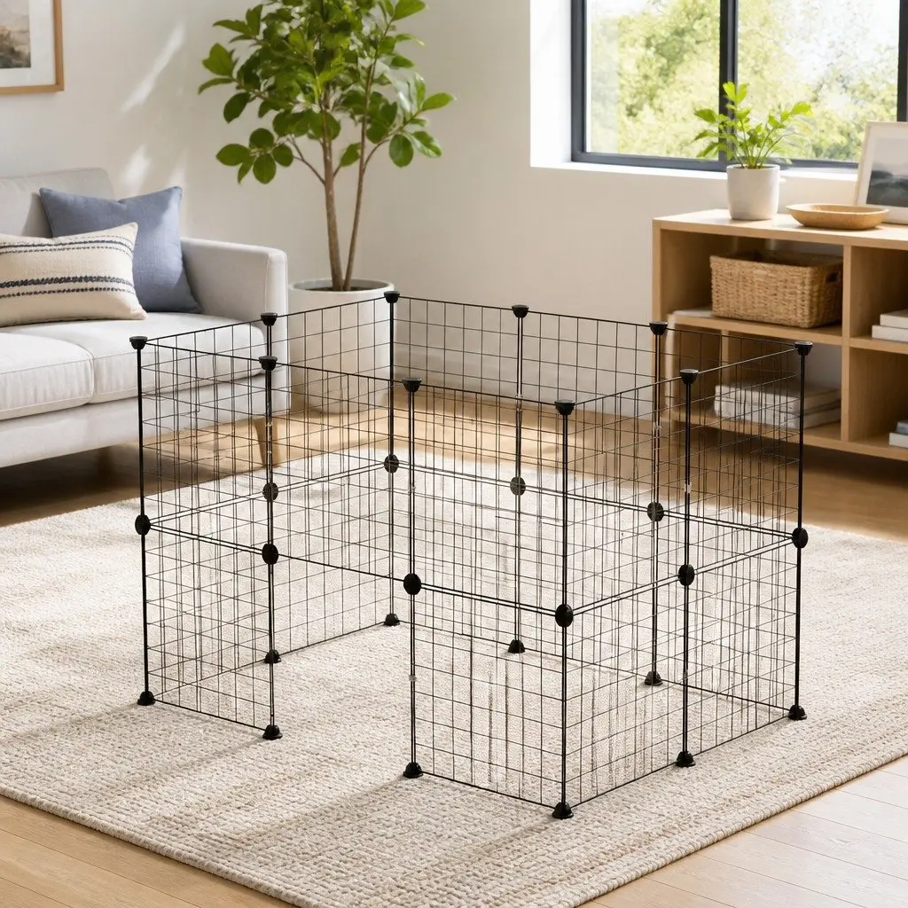 Dog Playpen Enclosure 20 Panel Metal Fence Foldable Pet Cage Play Pen Gate