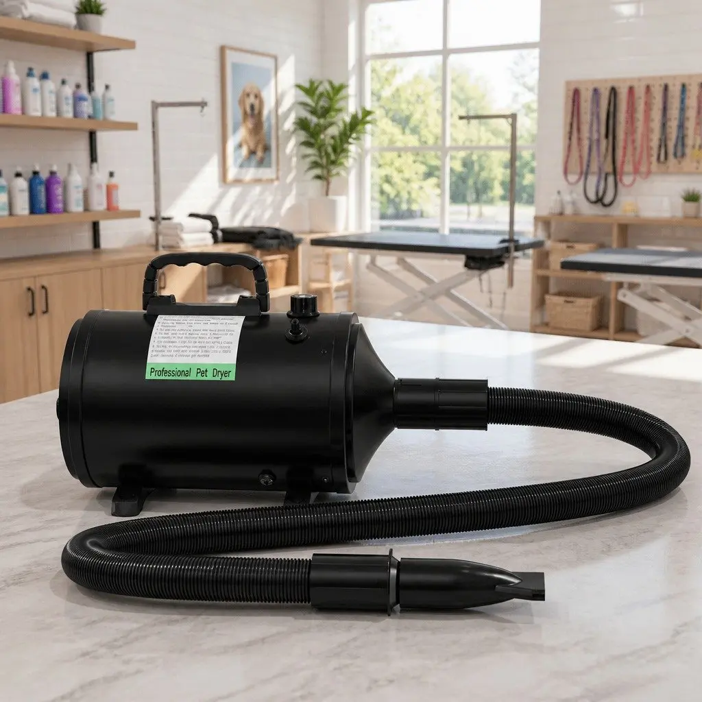 Pet Hair Dryer Low Noise Portable Black 2000W for Dog Cat Grooming