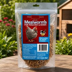 Dried Mealworms for Poultry Birds 100g High Protein Natural Treat Chickens Ducks