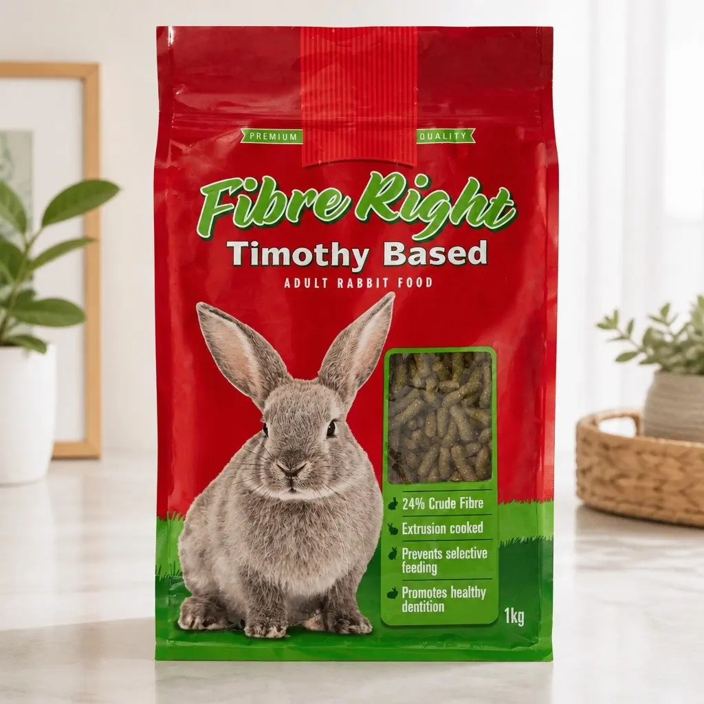 Adult Rabbit Pellet Food High Fibre 1kg Timothy Hay Digestive Health