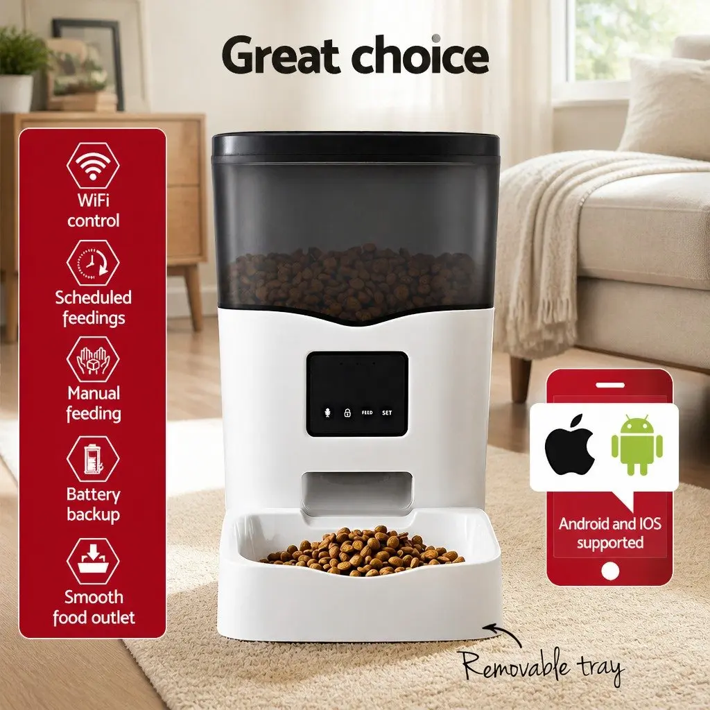 Automatic Pet Feeder WiFi Smart Dog Cat Food Dispenser 3L Dry Food Stainless